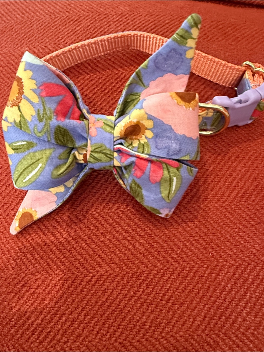 Dog Floral Bow Collar in Lavender and Pink